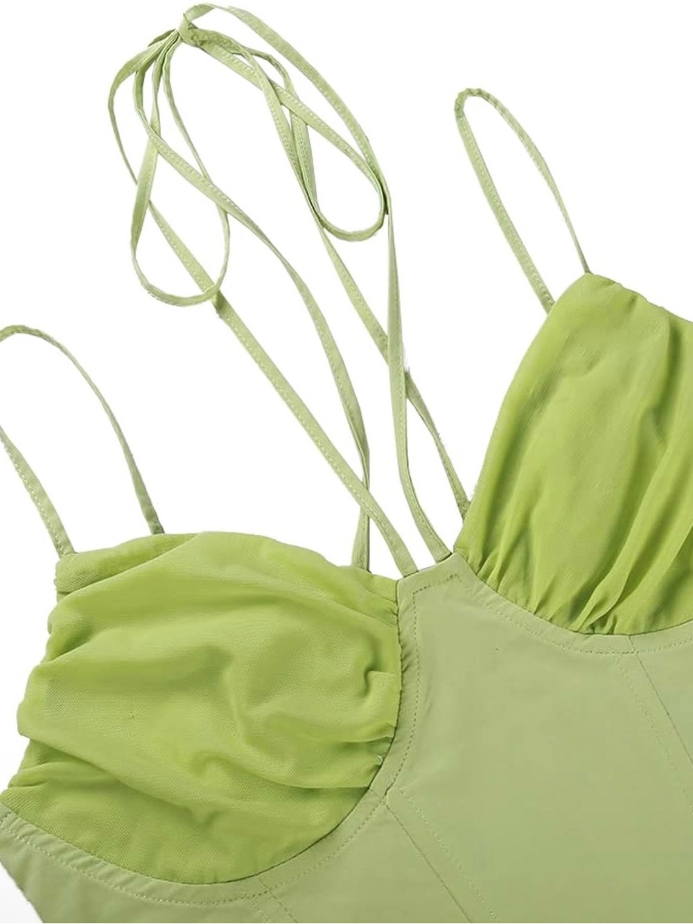 Dwnval | Women’s Lime Green Corset Crop Top - Picture 4 of 7